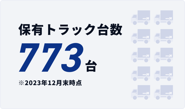 保有トラック台数は2023年12月末時点で約773台です。